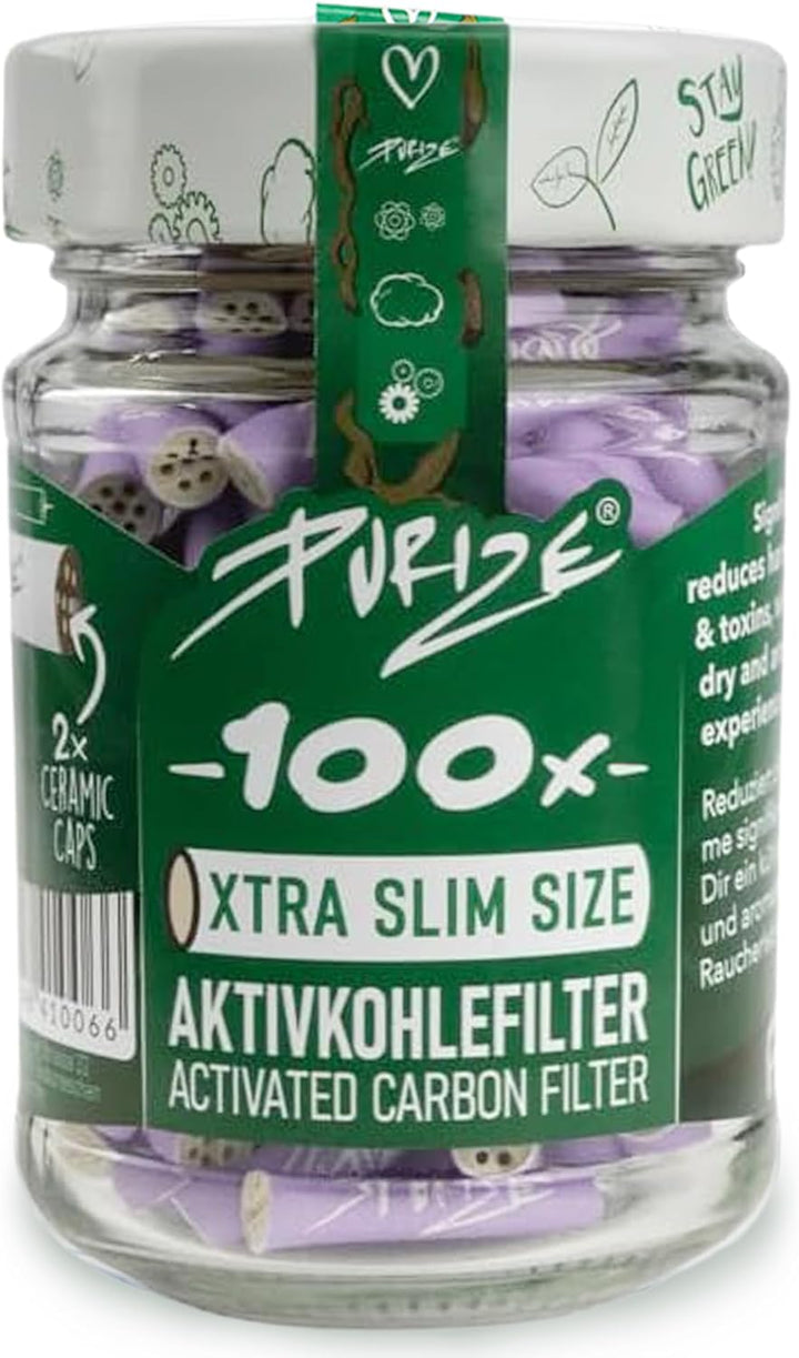 PURIZE® Glas I 100 XTRA Slim Size Aktivkohlefilter Flieder
