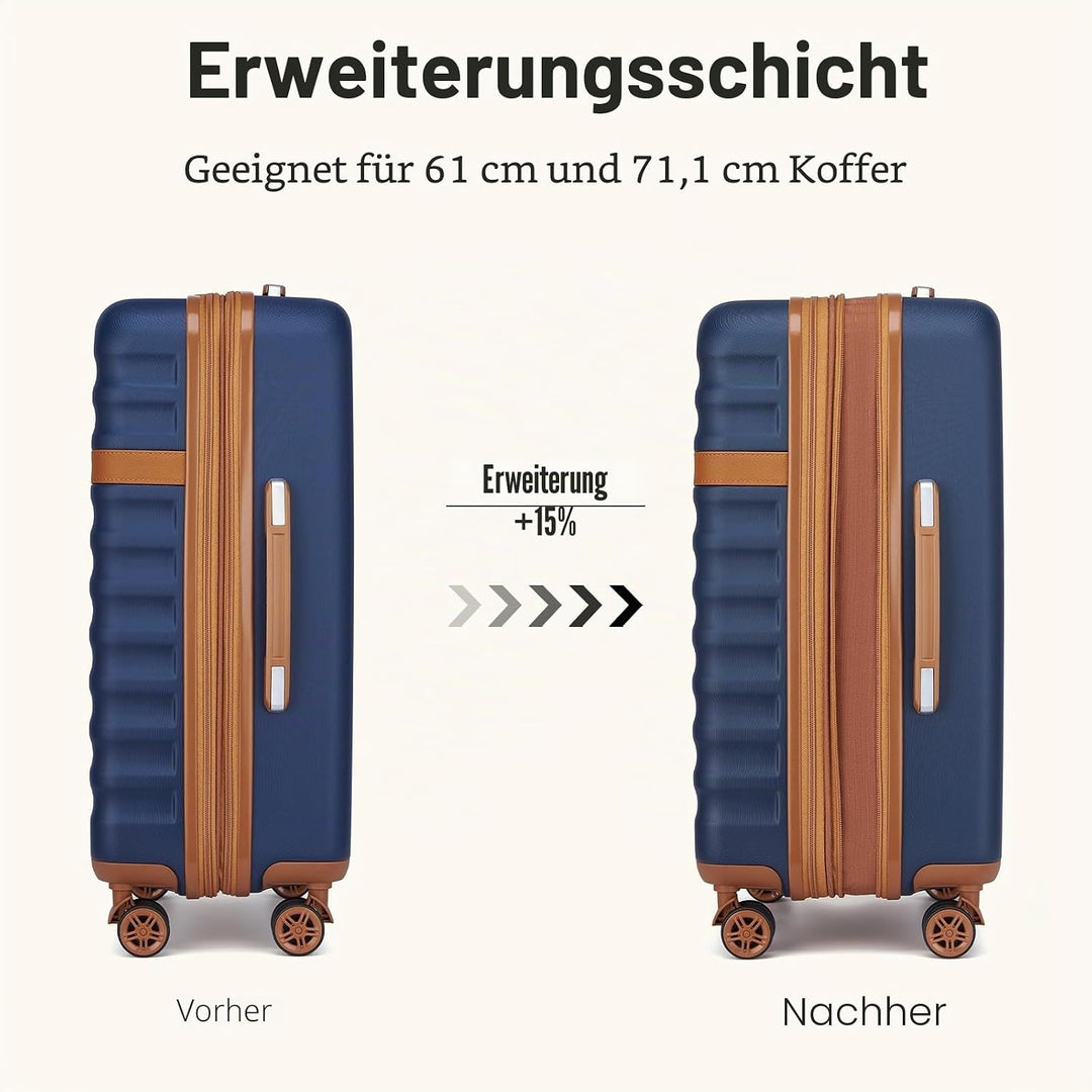 KONO Kofferset 3-teilig Trolley Reisekoffer leicht aus ABS+PC mit 4 Rollen Hartschalenkoffer TSA Sch
