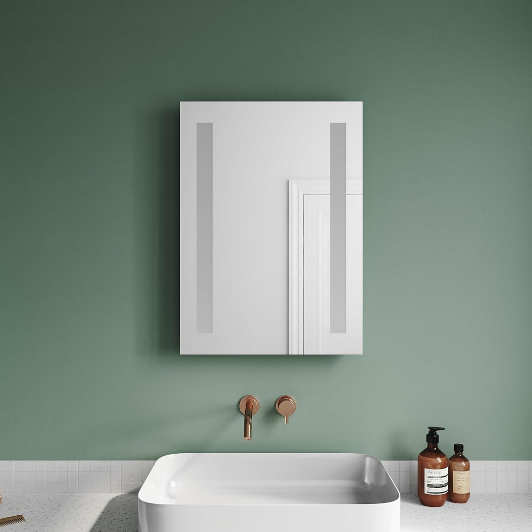 LED Badspiegel 45x60 cm Badspiegel mit Beleuchtung 6400k Kaltesweisses Licht Badezimmerspiegel mit B