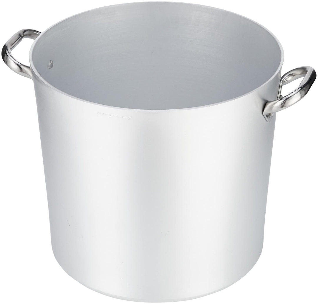 Pentole Agnelli Profi-Aluminium 3 mm, hoher Topf mit zwei Griffen 32 cm silber/schwarz, 32 cm