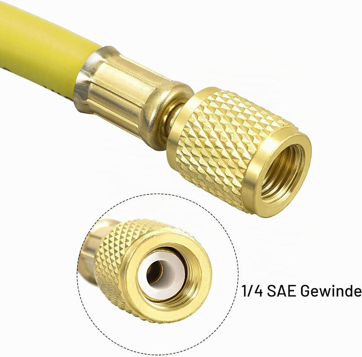 sourcing map Ladeschlauch 1/4 SAE Gewinde 4,92Ft Länge 600PSI für Klimaanlage Kühlung Gelb