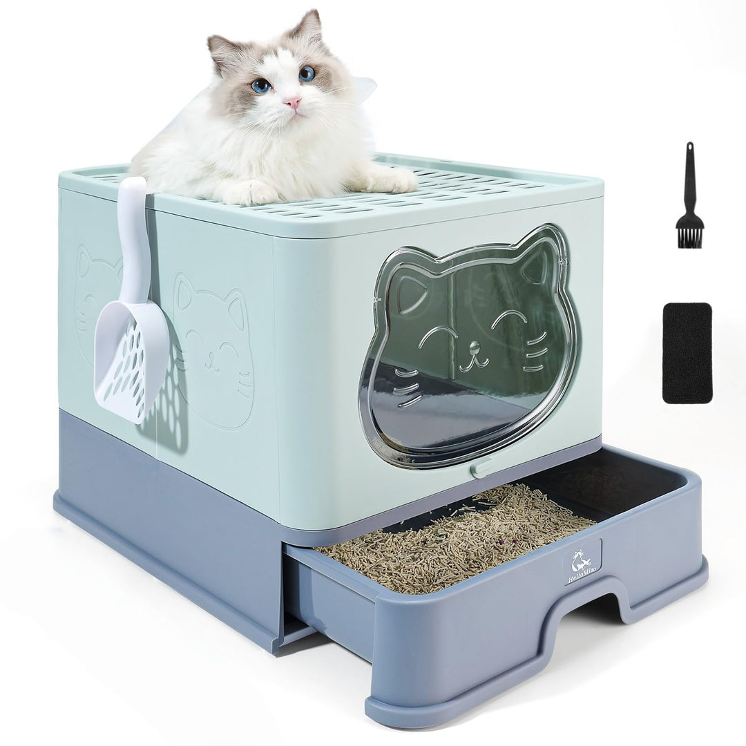 HelloMiao Vollständig Geschlossene Katzentoilette mit Deckel Schubladentyp Desodorierende Cat Litter