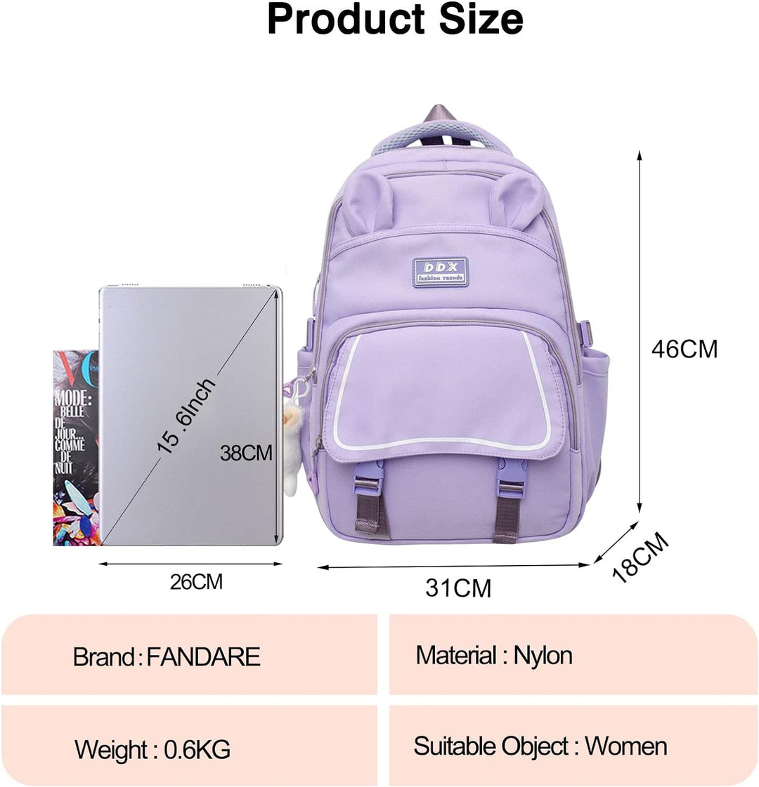 FANDARE Niedlich Schulranzen Mädchen Hochschule Rucksack Junge Schulrucksack Schultertaschen Laptop
