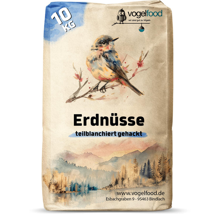 Erdnüsse teilblanchiert gehackt 10 kg geviertelt Vogelfutter Igelfutter