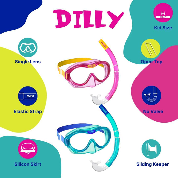 Mares Jungen Dilly Combo Schnorchelmaske Einheitsgrösse Rosa/Gelb, Einheitsgrösse Rosa/Gelb