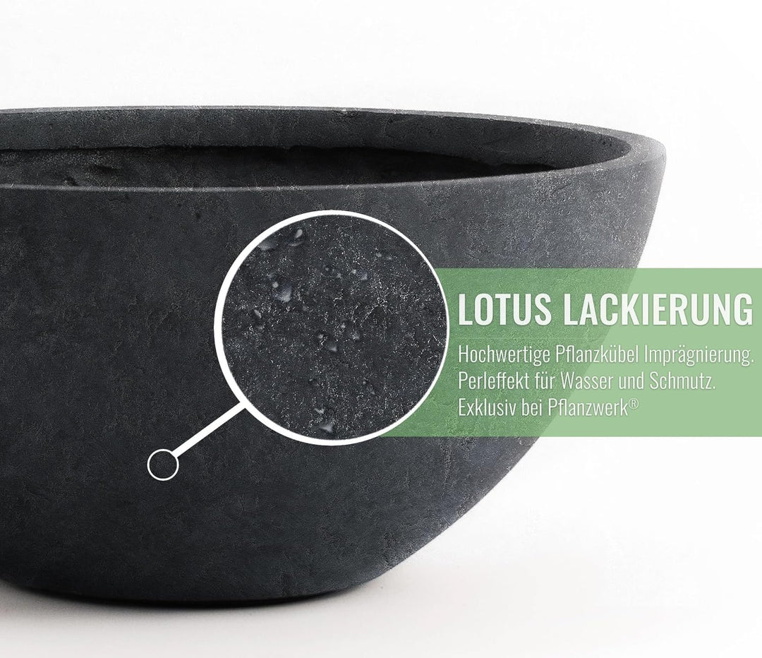 Pflanzwerk® Pflanzkübel Pflanzschale Bowl Ø 36cm Lava Anthrazit *Frostbeständige Blumenschale* *Prem