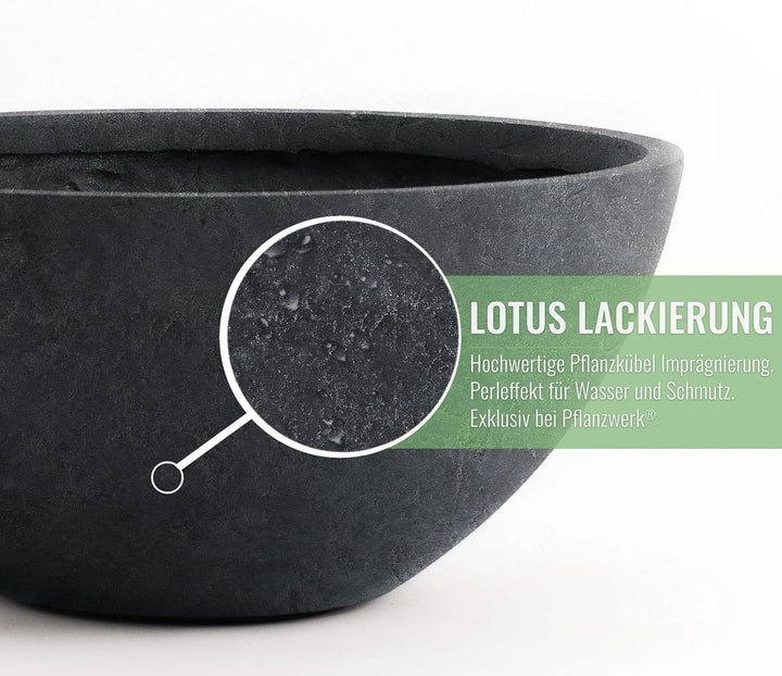 Pflanzwerk® Pflanzkübel Pflanzschale Bowl Ø 36cm Lava Anthrazit *Frostbeständige Blumenschale* *Prem