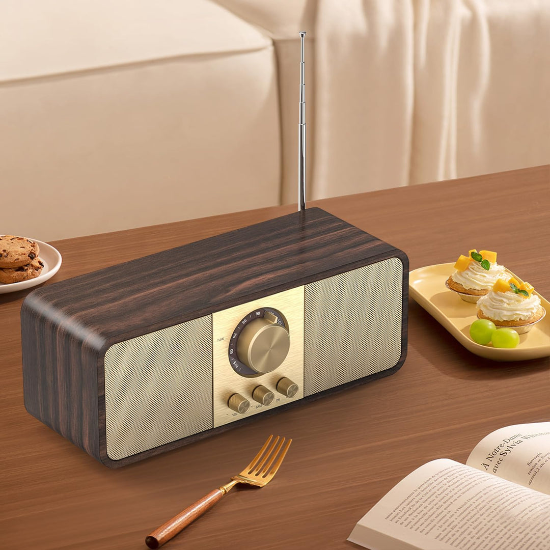 Nostalgie Radio, Retro Radios mit Bluetooth und TF Karte, 3000mAH Batteriebetrieben, mit 2 x 8 Watt