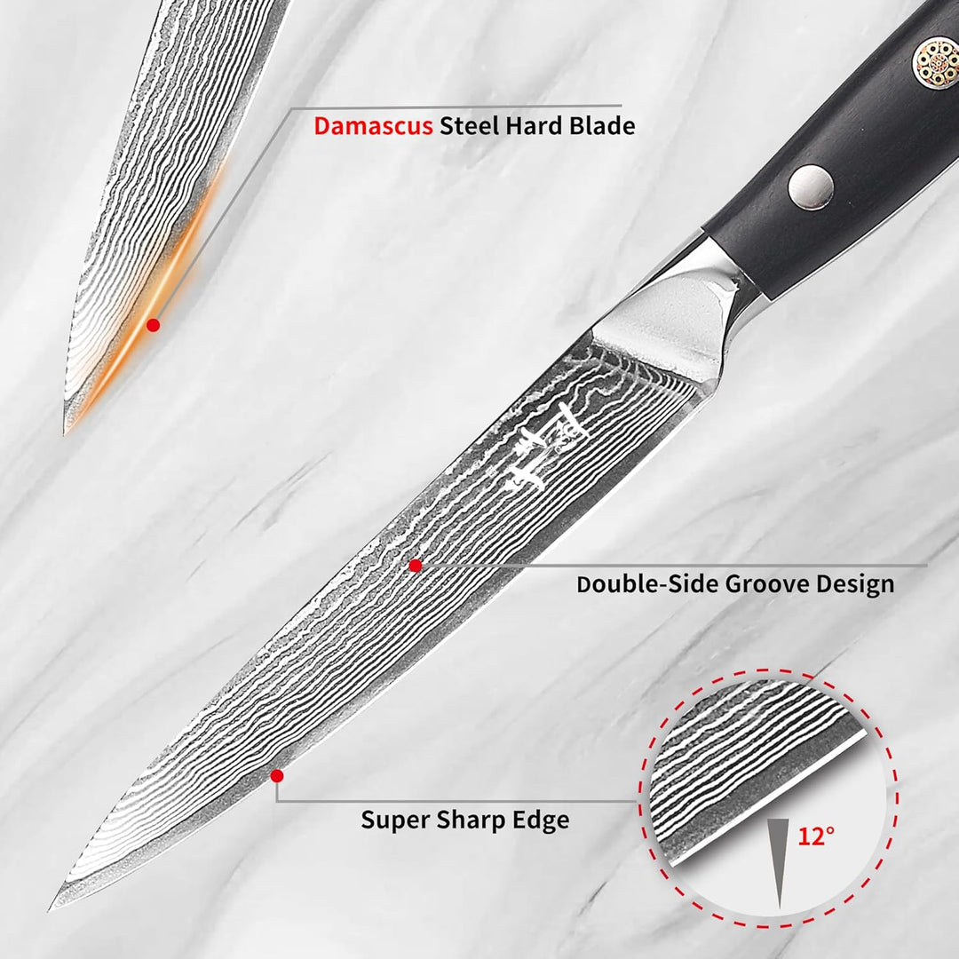 Damask Paring Knife 14.5 cm Vegetable Knife VG10 Damask Stainless Steel 15 cm, 15 cm