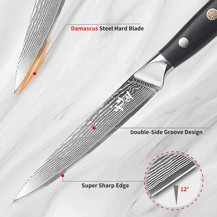 Damask Paring Knife 14.5 cm Vegetable Knife VG10 Damask Stainless Steel 15 cm, 15 cm
