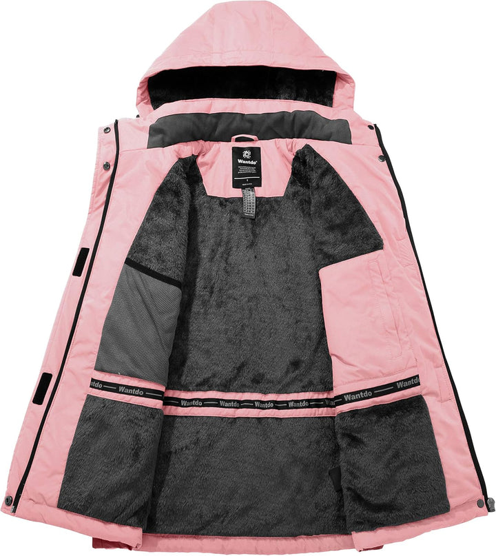 Wantdo Damen Winter Skijacke Warm Fleece Mantel Berg Snowboardjacke Outdoor Kapuzen Windbreaker Jack
