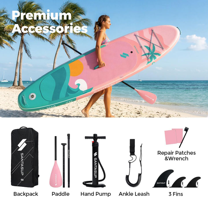 SantasupAufblasbares Stand Up Paddle Board 320/335cm Surfbrett SUP Komplettes Paddleboard Zubehör Ve