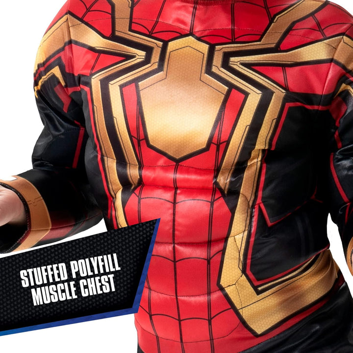 Marvel Jungen Deluxe Iron Spider Man Kostüm, Kinder Spiderman integrierter Anzug für Kinder Grösse M
