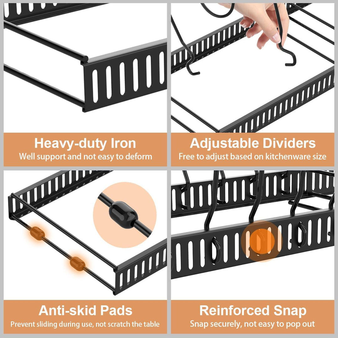 Housolution Pfannenhalter für Schublade, Erweiterbarer Topfdeckelhalter mit 14 Verstellbaren Teiler,