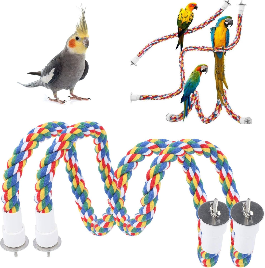 2 Stück Bird Chew Rope Bunt gefärbte Vogel Barsch Stand Baumwolle Vogel Leiter Spielzeug für Papagei