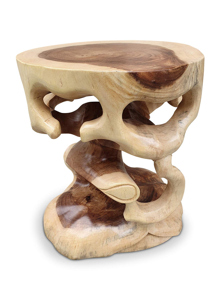 Kinaree Suar Beistelltisch Bonsai - 40cm Blumenhocker - Suar Holz Hocker in 2 Varianten Natur, Natur
