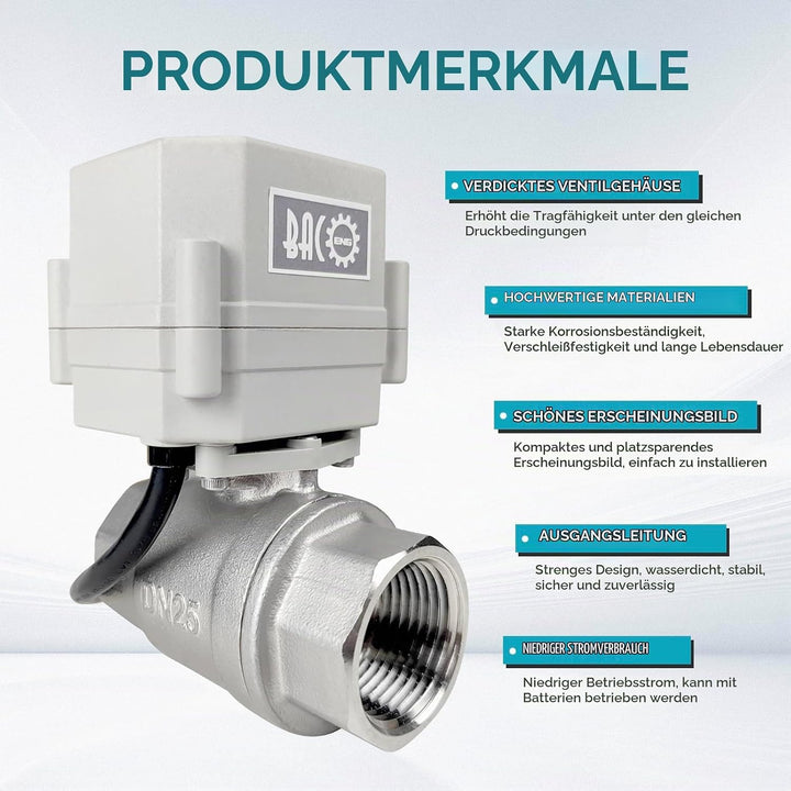 BACOENG AC110/230V 2 Wege 3/4" Edelstahl Motorkugelhahn Elektrische Zonenventil mit Stecker NC 3/4"