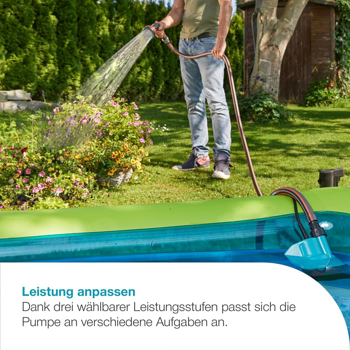 Gardena Akku-Klarwasser-Tauchpumpe 2000/2 18V P4A Ready-To-Use Set: Flachsaugende Akku-Tauchpumpe, i
