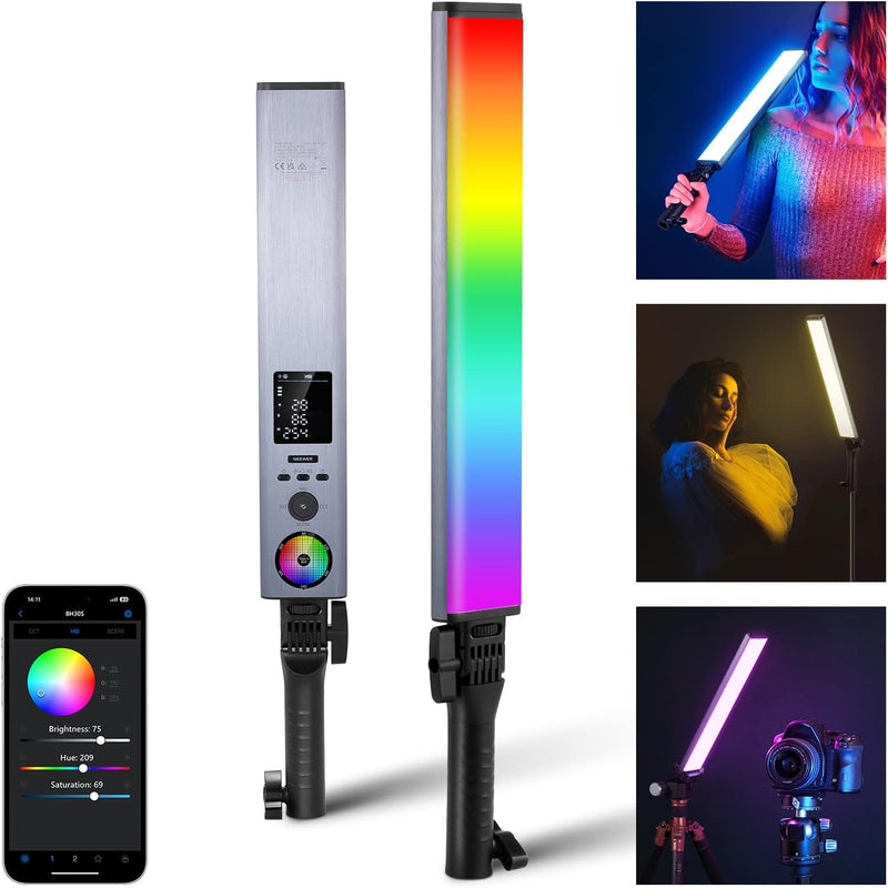 NEEWER BH30S RGB Videoleuchte Lichtstab mit 2,4G/APP Steuerung, 360°berührbare RGBWW Hue Mixer Photo