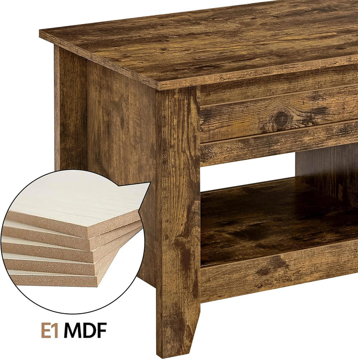 Yaheetech Couchtisch Höhenverstellbar Kaffeetisch Wohnzimmertisch mit Ablagefach Holz Sofatisch Beis