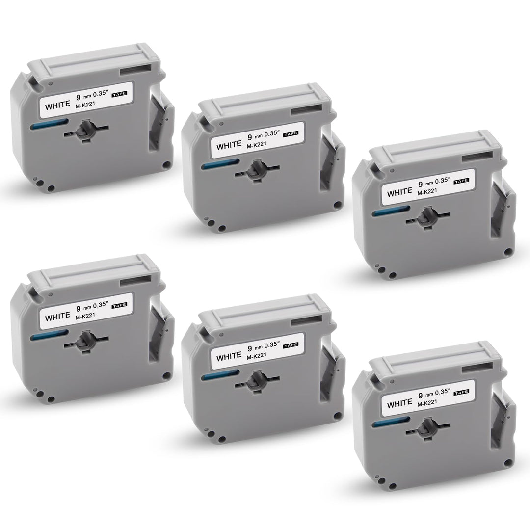 6x XemaX Kompatibel M-K221S 9mm 3/8 Brother Ersatz für Brother M-K221S M-K221 MK221S MK 221S Brother