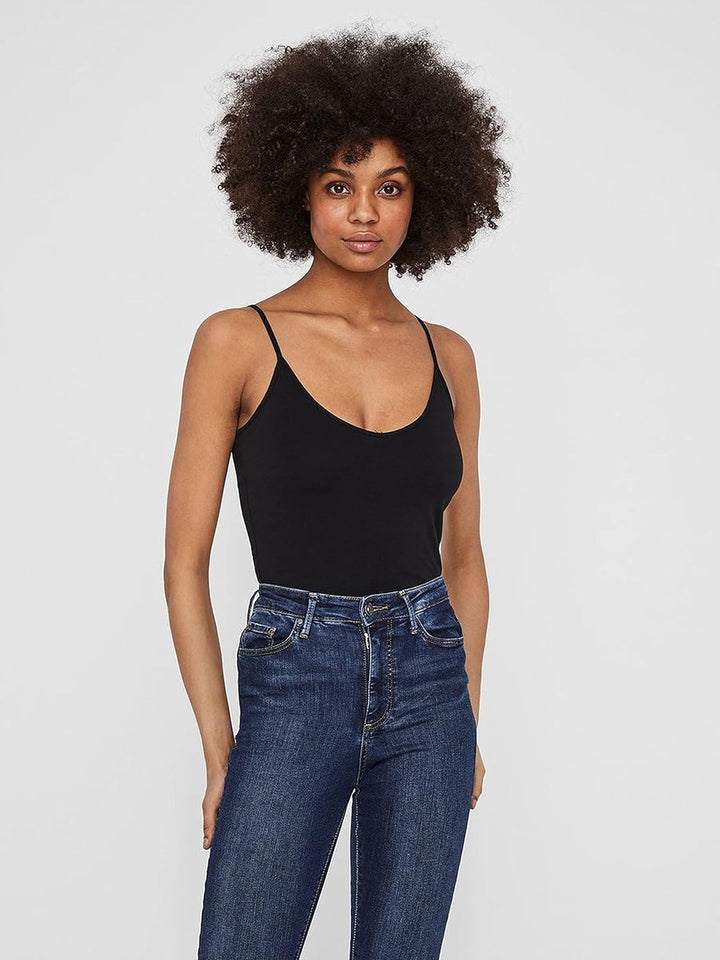 VERO MODA Damen Vmmaxi My Soft V Singlet M Mehrfarbig (1x Bright White/ 3x Black), M Mehrfarbig (1x