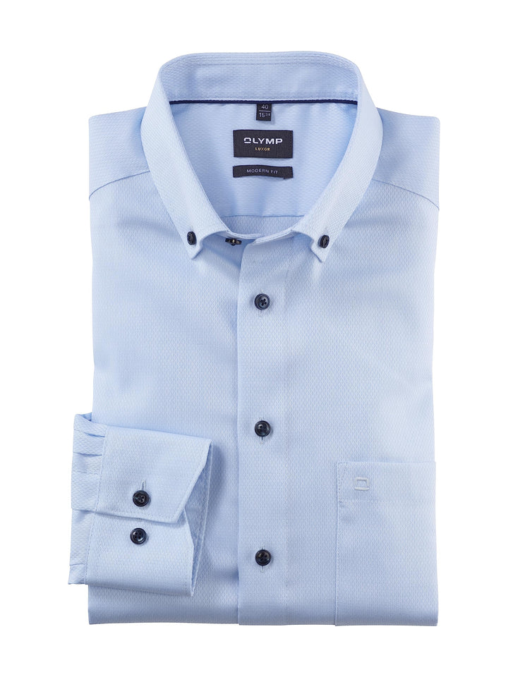 OLYMP Herren Businesshemd Langarm Luxor,Einfarbig,modern fit,Button-Down-Kragen 47 Grosse Grössen Bl