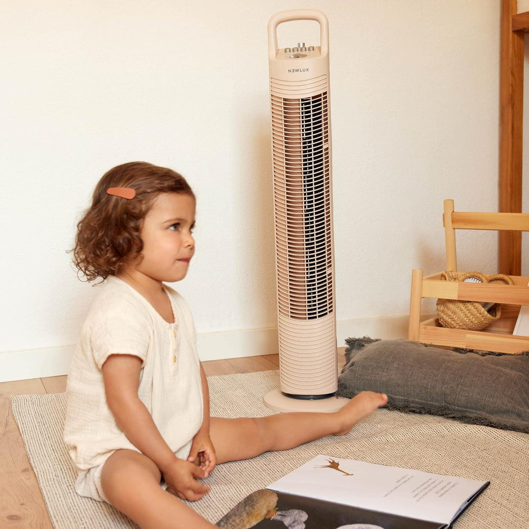 Newlux - Turmventilator ohne Flügel W80 (45W) 3 Geschwindigkeitsstufen, 70° Oszillation und Timer 12