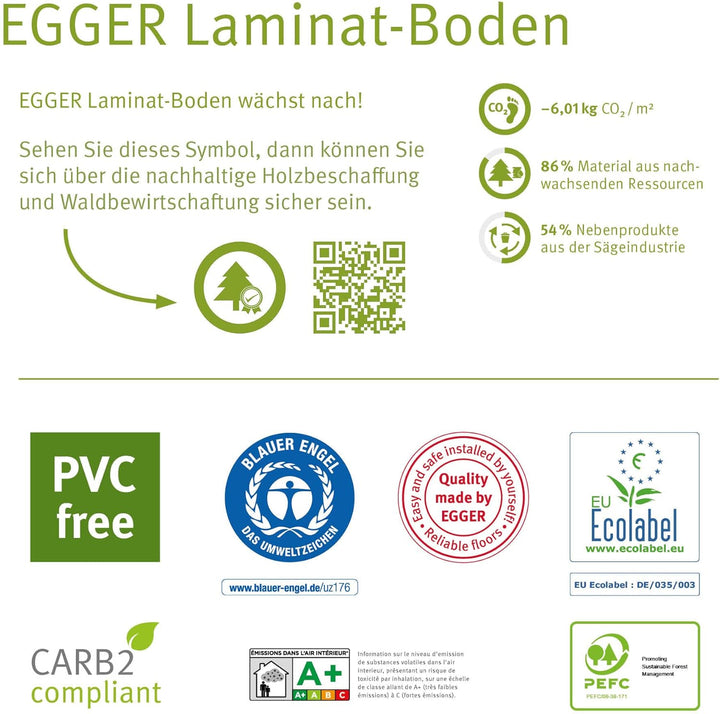 EGGER Home Laminatboden EHL144 Loja Eiche grau (8mm, 1,995m²) | authentische Holzoptik | | Einfache