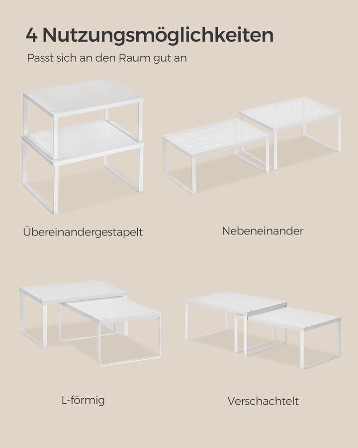 SONGMICS Gewürzregal, 4er Set, Küchenregal, Küchen-Organizer, Küche, Gewürzhalter, erweiterbar, stap