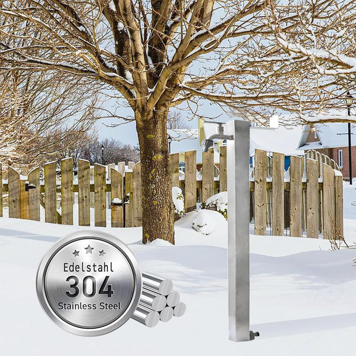 Elbe Wassersäule Garten Edelstahl 87 cm Quadratisch gartensäule frostsicherer aussenwasserhahn, Gart