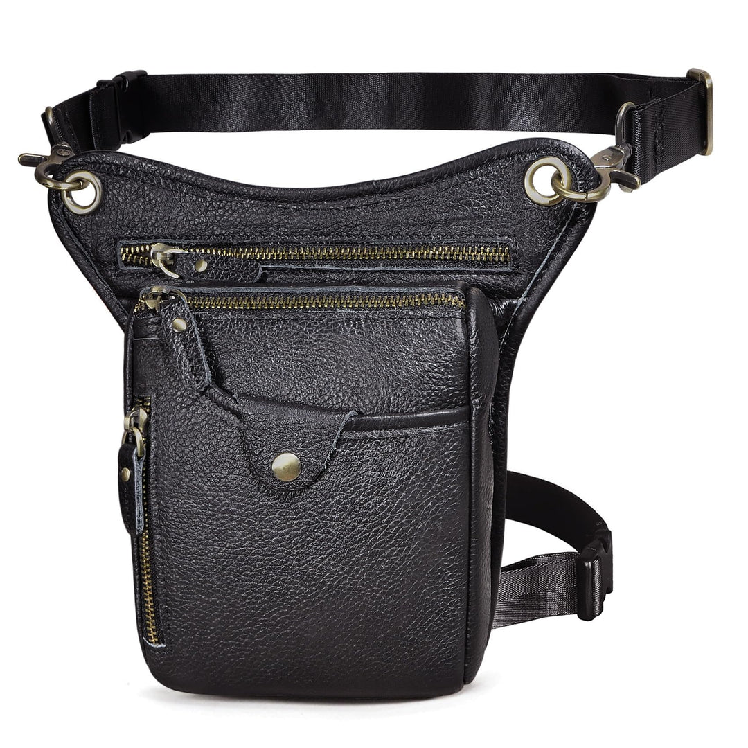Le'aokuu Herren Echtes Leder Tasche Beinbeutel Beintasche Aussenbeintasche Beinbeuteltasche Reisen H