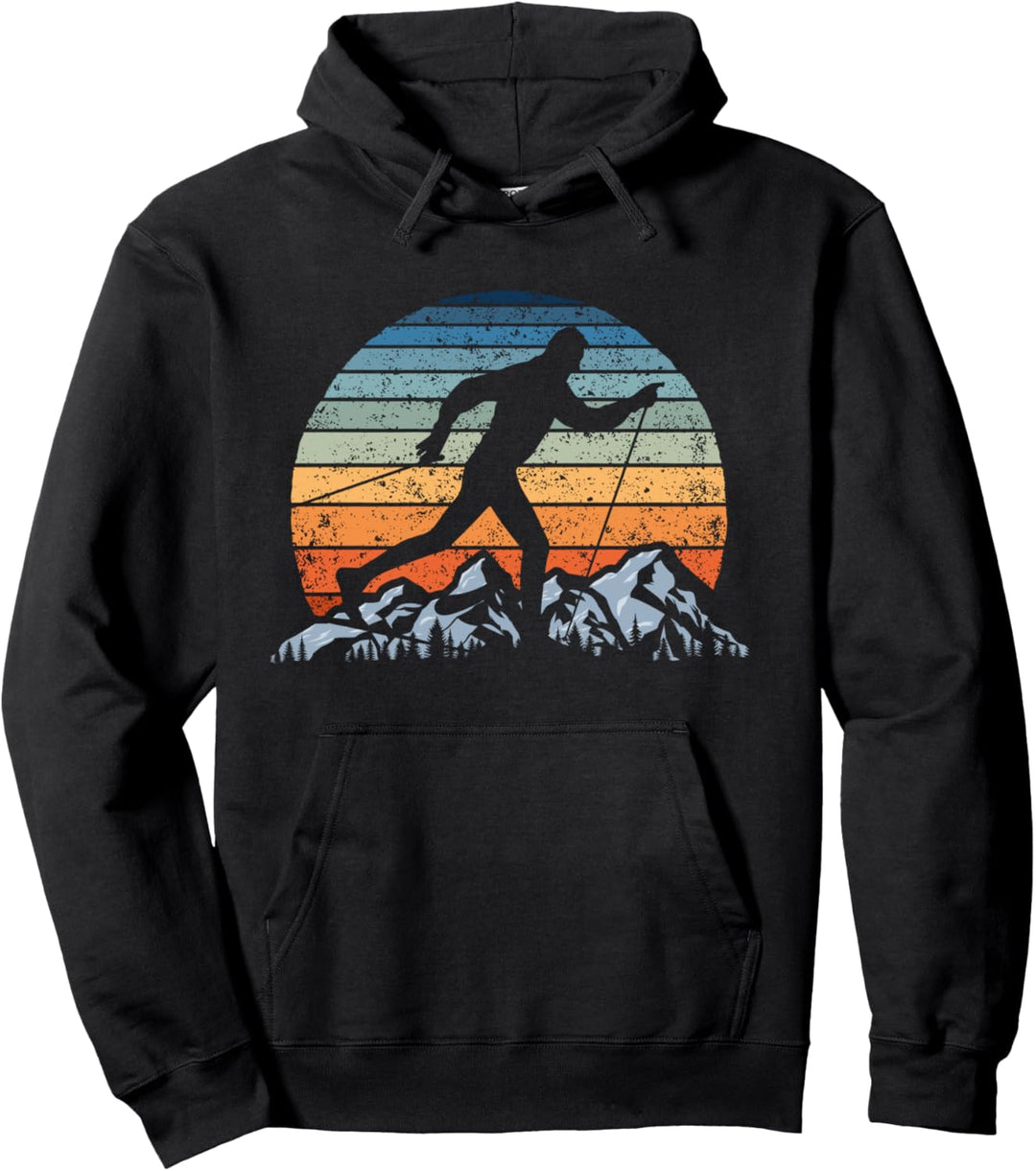 Cooles Vintage Sunset Langläufer Langlauf Loipe Design Pullover Hoodie