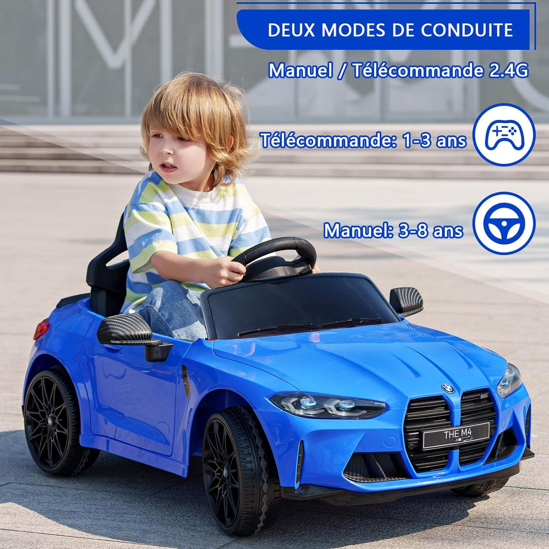 Kinder Elektroauto lizenziert BMW M4 mit 2,4G-Fernbedienung, 12V Elektrofahrzeug für Kinder Geschwin