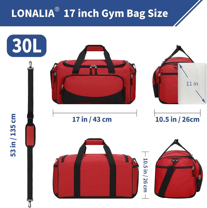 30L Kleine Sporttasche Reisetasche - 43x26x26cm Handgepäck Weekender Gym Tasche für Sport Training U