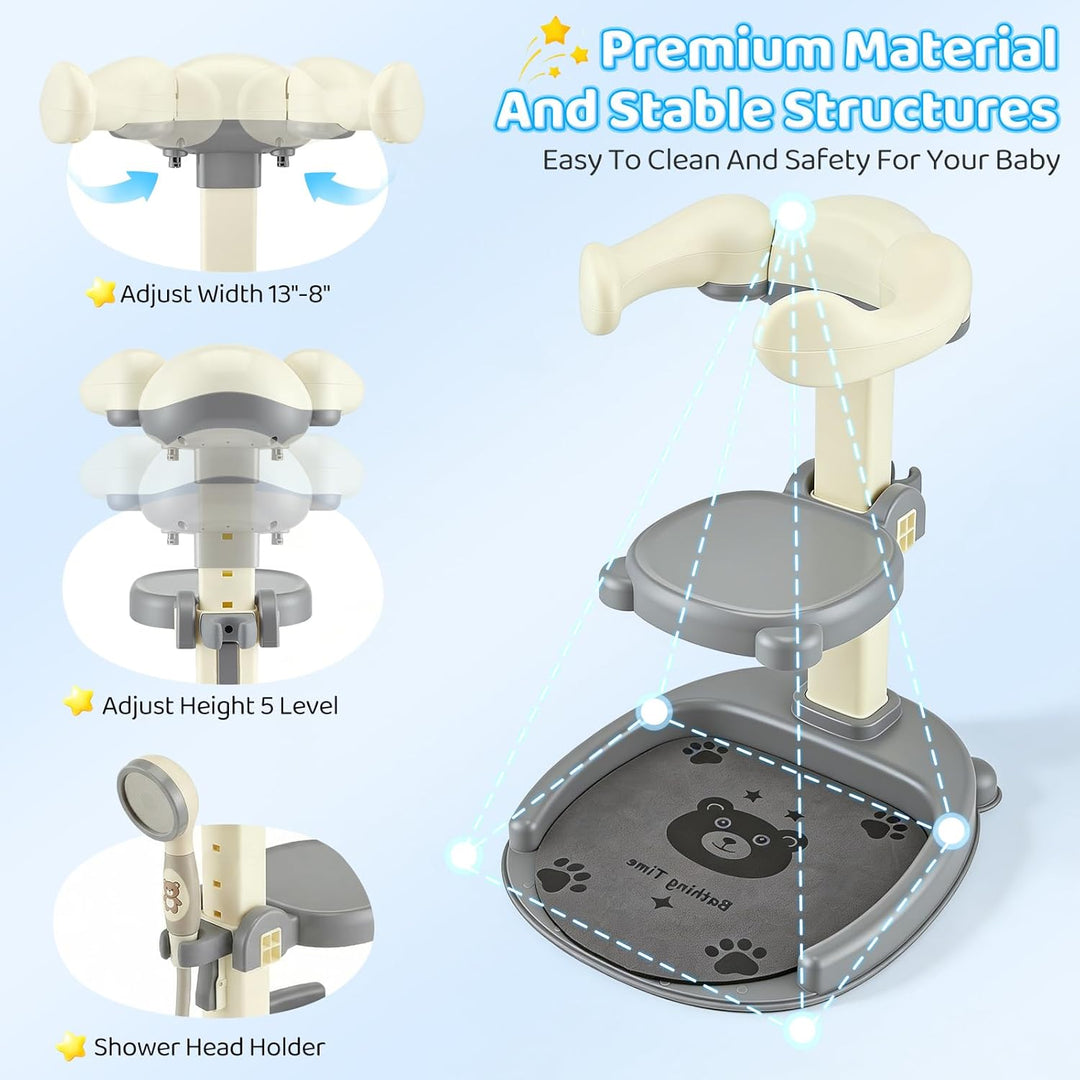 2 In 1 Baby Dusche Ständer,Baby Shower Stand Support Mit Duschkopfhalterung,Höhenverstellbar,Mit Rut