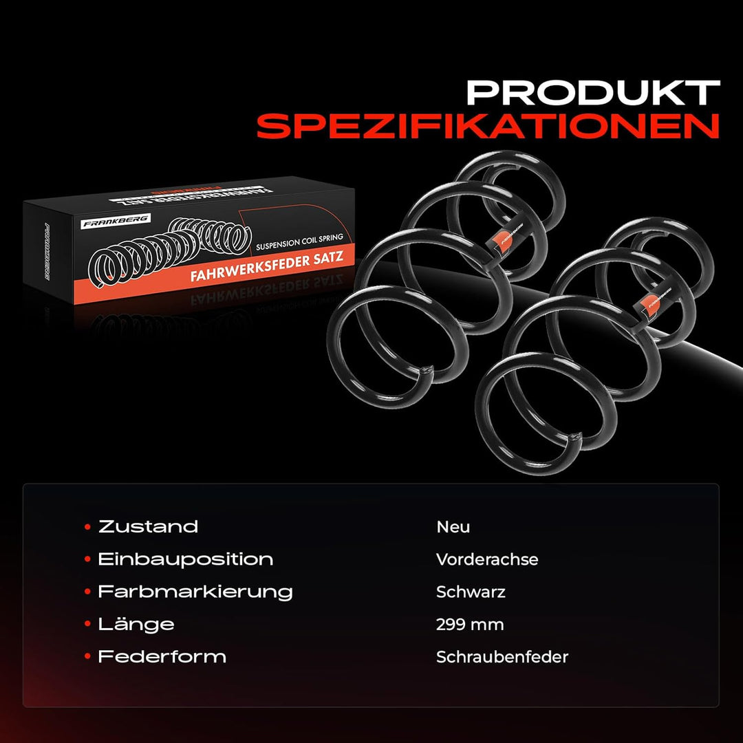 Frankberg 2x Federn Fahrwerksfeder Vorderachse Kompatibel mit Ibiza IV 6J5 6P1 1.2L 2010-2012 Fabia