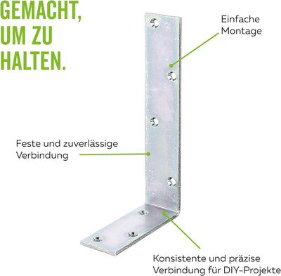 GAH-Alberts 333409 Balkenwinkel, ungleichschenklig, galvanisch gelb verzinkt, 100 x 200 x 40 mm / 20