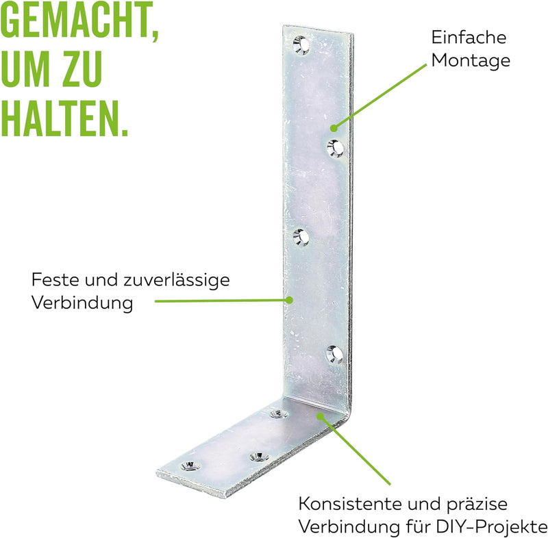 GAH-Alberts 333409 Balkenwinkel, ungleichschenklig, galvanisch gelb verzinkt, 100 x 200 x 40 mm / 20