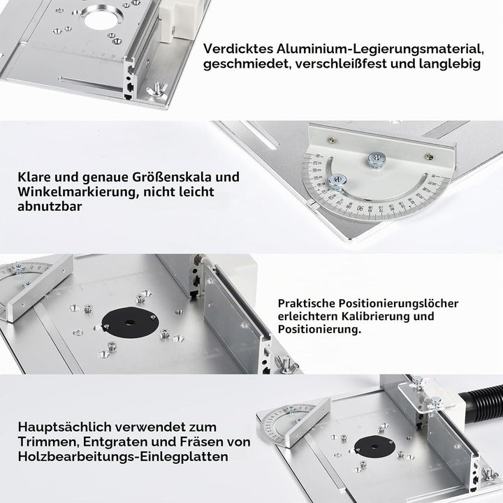 Frästisch Einlegeplatten, Aluminiumlegierung mit Klarer Skala, Frästisch Einlegeplatte für Oberfräse