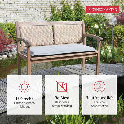 Beo Bankauflage 100 x 45 cm Waschbar Ascot | Premium-Qualität Made in EU | Atmungsaktive Gartenbank