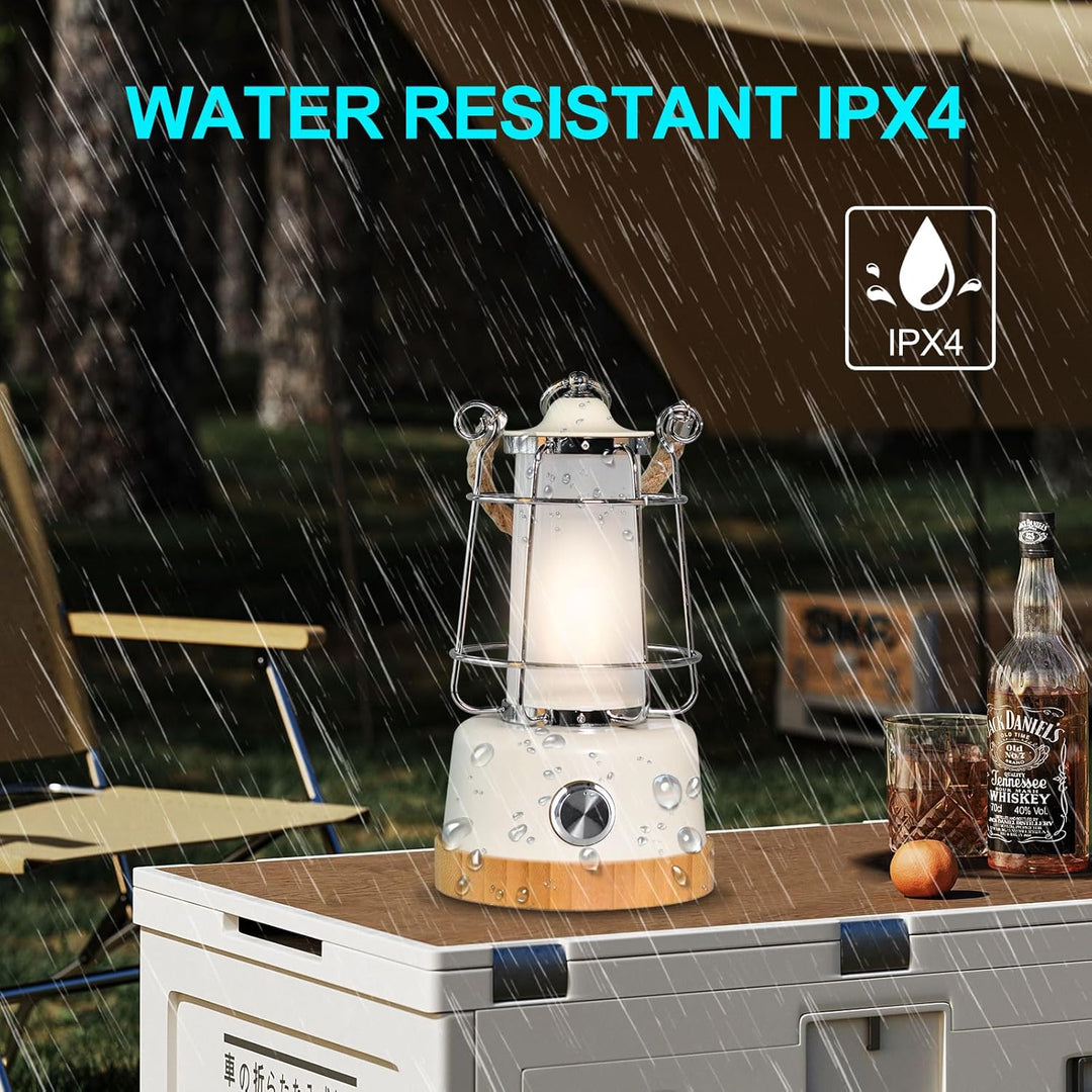 HARPER LIVING Wiederaufladbare LED-Laterne im Retro-Stil, 6 W, 370 Lumen, 5000 mAh, dimmbar, Farbwec