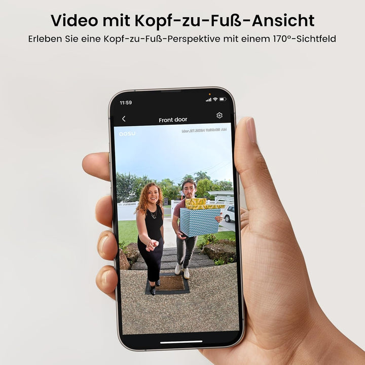 AOSU Kabellose Türklingel mit Kamera Kabellose, 2K HD Smarte Video-Türklingel mit Klingel, 170° von