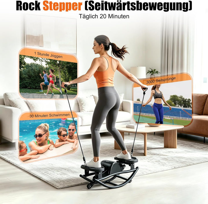 Stepper,Rock Stepper,Mit Power Ropes Sidestepper,fitnessgeräte für zuhause,Trainer bis 200kg,für eff