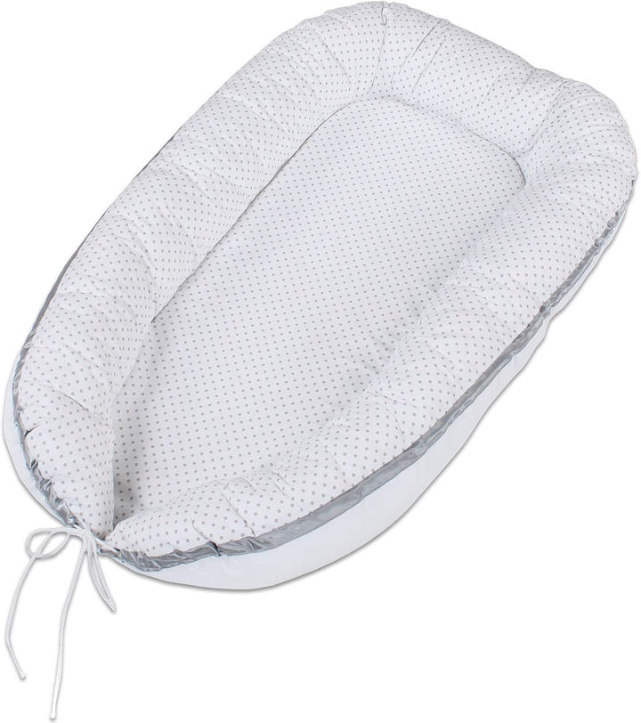 babybay Kuschelnest, weiss Punkte perlgrau, Weiß Punkte Perlgrau