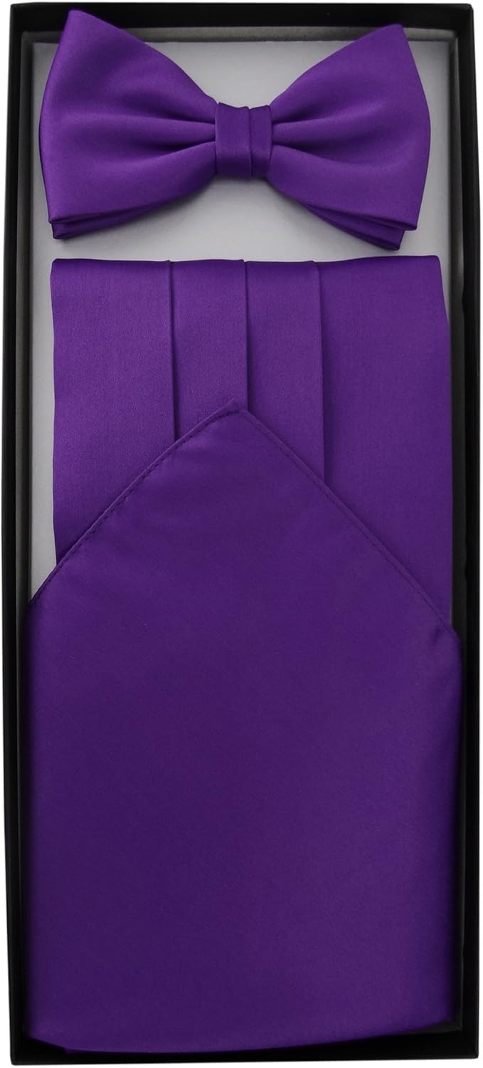 TigerTie Kummerbund Einstecktuch Satin Fliege in einfarbig Uni - Schärpe Leibbinde Lila, Lila