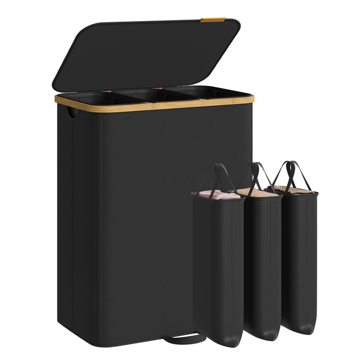 SONGMICS Wäschekorb mit Deckel, Wäschesammler, Wäschesortierer, Wäschetonne, Wäschesack herausnehmba