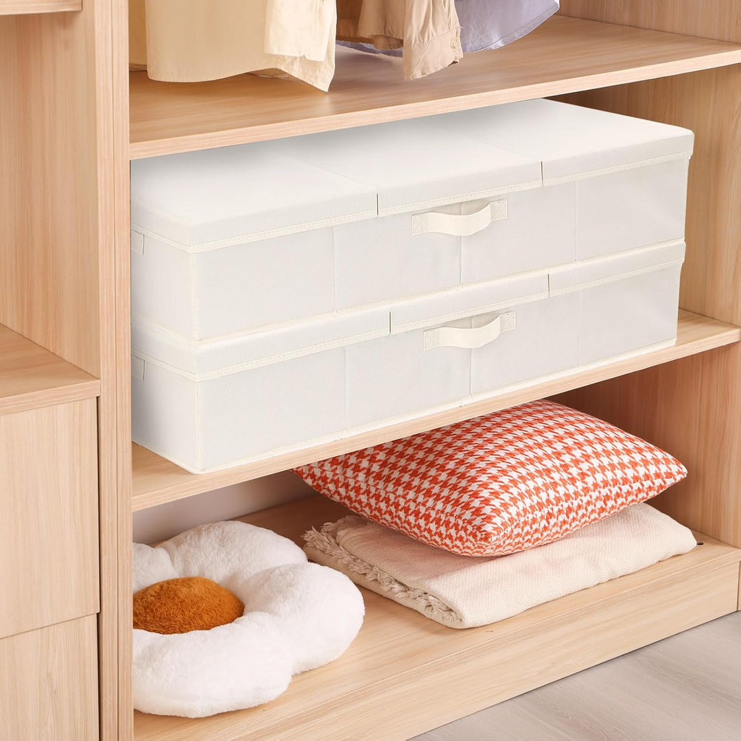 3 Stück Unterbettkommode, Unterbett Aufbewahrungsbox mit Deckel, Kleiderschrank Organizer mit Griff,