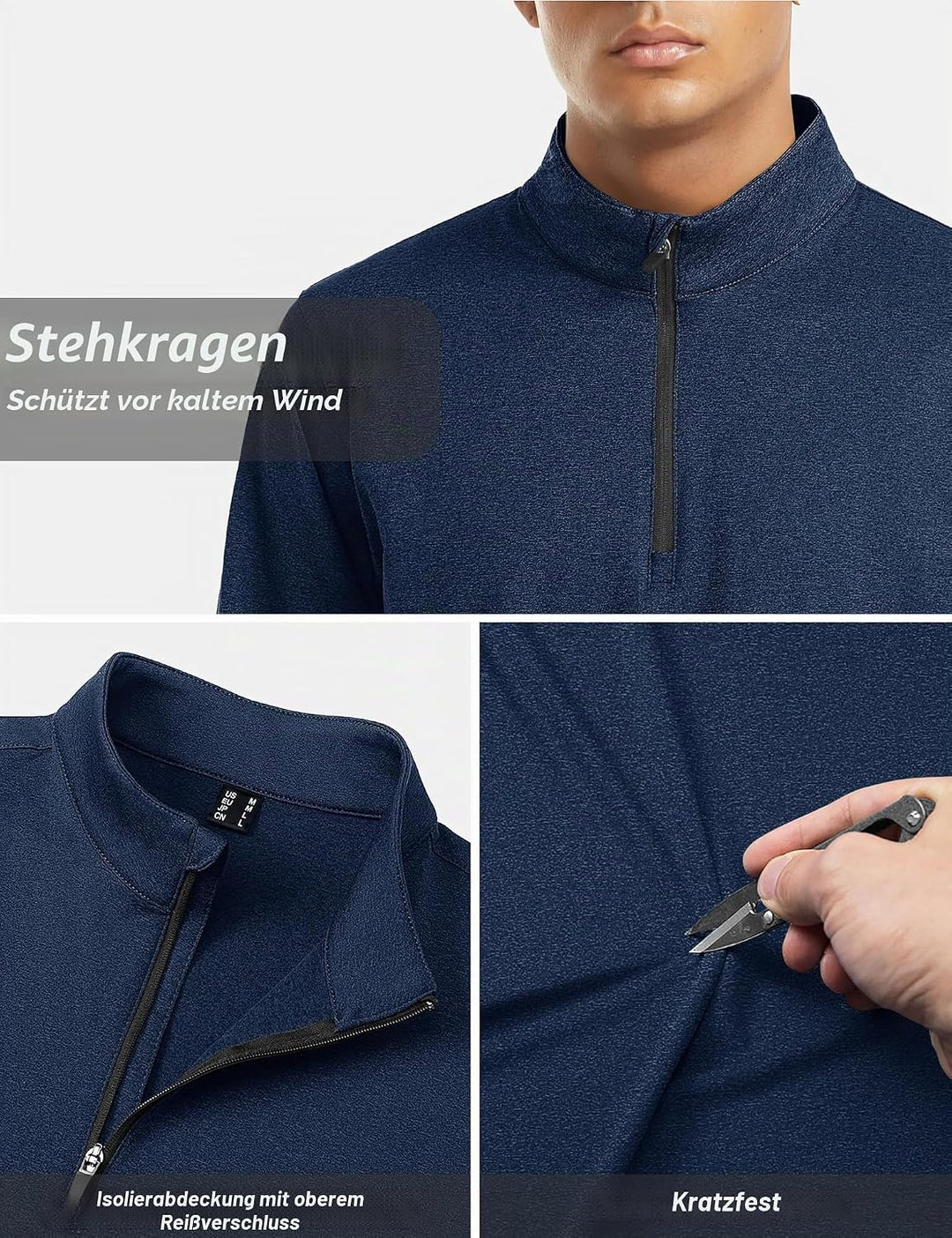 TACVASEN Pullover Herren Langarmshirt Half Zip Fleece Winterpullover Warm Atmungsaktiv Sport Sweatsh