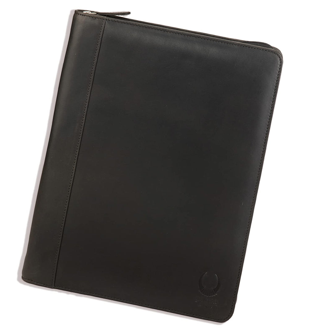 Corno d´Oro Schreibmappe A4 12 Zoll Fach für iPad Tablet I RFID Konferenzmappe Leder mit Reissversch